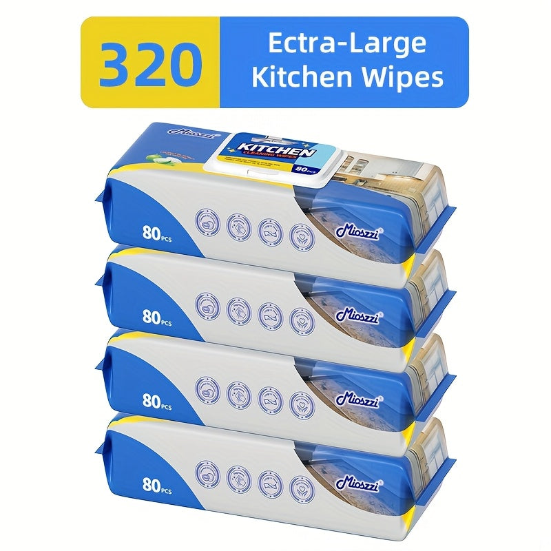 Multi-Surface Kitchen Cleaning Wipes For Party Preparation, Barbecue, Outdoor RV, Degreasing, Heavy Duty Oil Removal, Granite, Wood, Floor Refrigerator, Grills, Stoves, Knives, Tongs Safe, Paper Towel 2 Packs 160Wipes\u002F4Packs 320Wipes