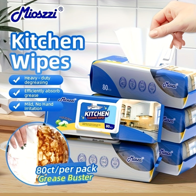 Mioszzi Degreasing Kitchen Wipes 320Count4Pack Cuts Tough Grease Sticky Messes Lemon Scent No Rinse Extra Absorbent Streak-Free Coffee Stain Heavy-Duty Cleaning for Countertops Stove Appliances Microwave Stove Top Dining Table Under-cabinet Sink Area