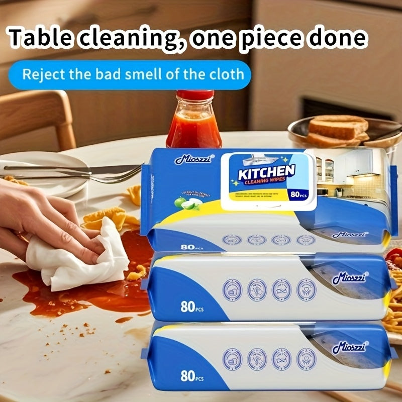 Mioszzi Degreasing Kitchen Wipes 320Count4Pack Cuts Tough Grease Sticky Messes Lemon Scent No Rinse Extra Absorbent Streak-Free Coffee Stain Heavy-Duty Cleaning for Countertops Stove Appliances Microwave Stove Top Dining Table Under-cabinet Sink Area