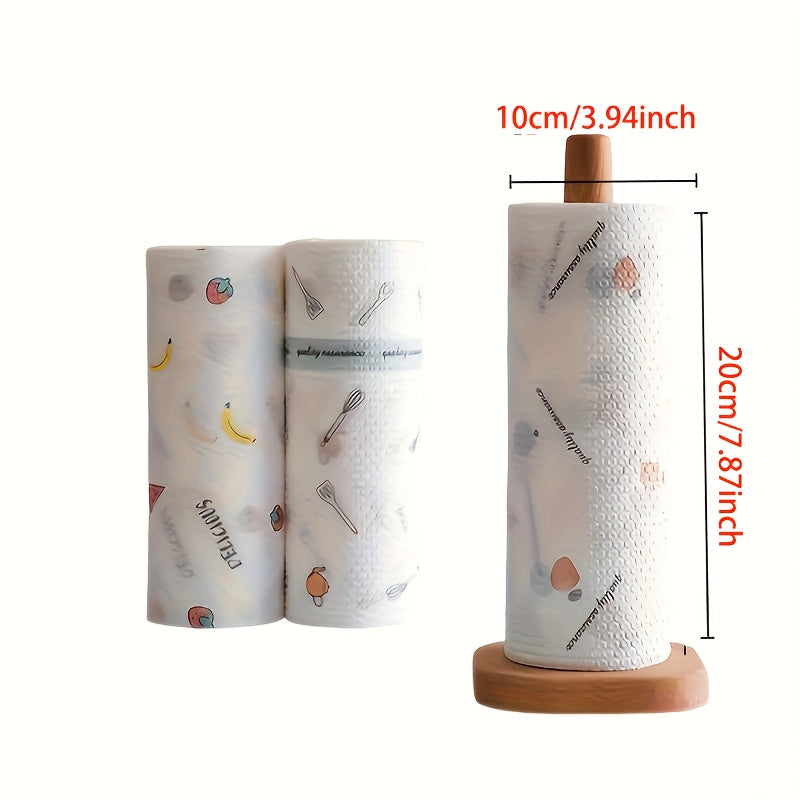 200 Sheets (5 Rolls) Heavy-Duty Multi-Ply Disposable Cleaning Wipes - Strong Absorbent & Grease-Fighting Paper Towels, Bulk Value Pack for Kitchen, Parties, Spills, Dishes, Wiping Floors, Countertops - Easy Replacement Sheets