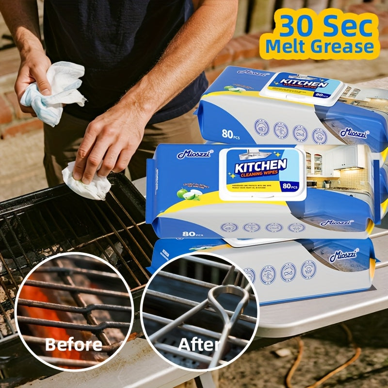 Multi-Surface Kitchen Cleaning Wipes For Party Preparation, Barbecue, Outdoor RV, Degreasing, Heavy Duty Oil Removal, Granite, Wood, Floor Refrigerator, Grills, Stoves, Knives, Tongs Safe, Paper Towel 2 Packs 160Wipes\u002F4Packs 320Wipes