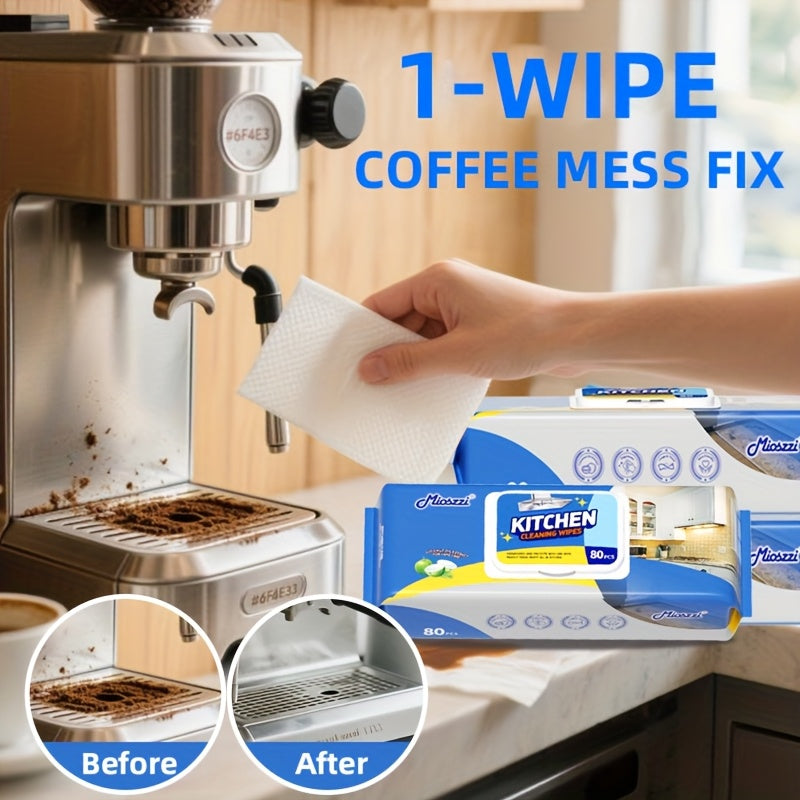Mioszzi Degreasing Kitchen Wipes 320Count4Pack Cuts Tough Grease Sticky Messes Lemon Scent No Rinse Extra Absorbent Streak-Free Coffee Stain Heavy-Duty Cleaning for Countertops Stove Appliances Microwave Stove Top Dining Table Under-cabinet Sink Area