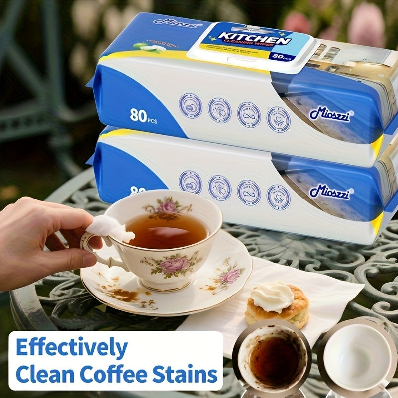 Mioszzi Degreasing Kitchen Wipes 320Count4Pack Cuts Tough Grease Sticky Messes Lemon Scent No Rinse Extra Absorbent Streak-Free Coffee Stain Heavy-Duty Cleaning for Countertops Stove Appliances Microwave Stove Top Dining Table Under-cabinet Sink Area