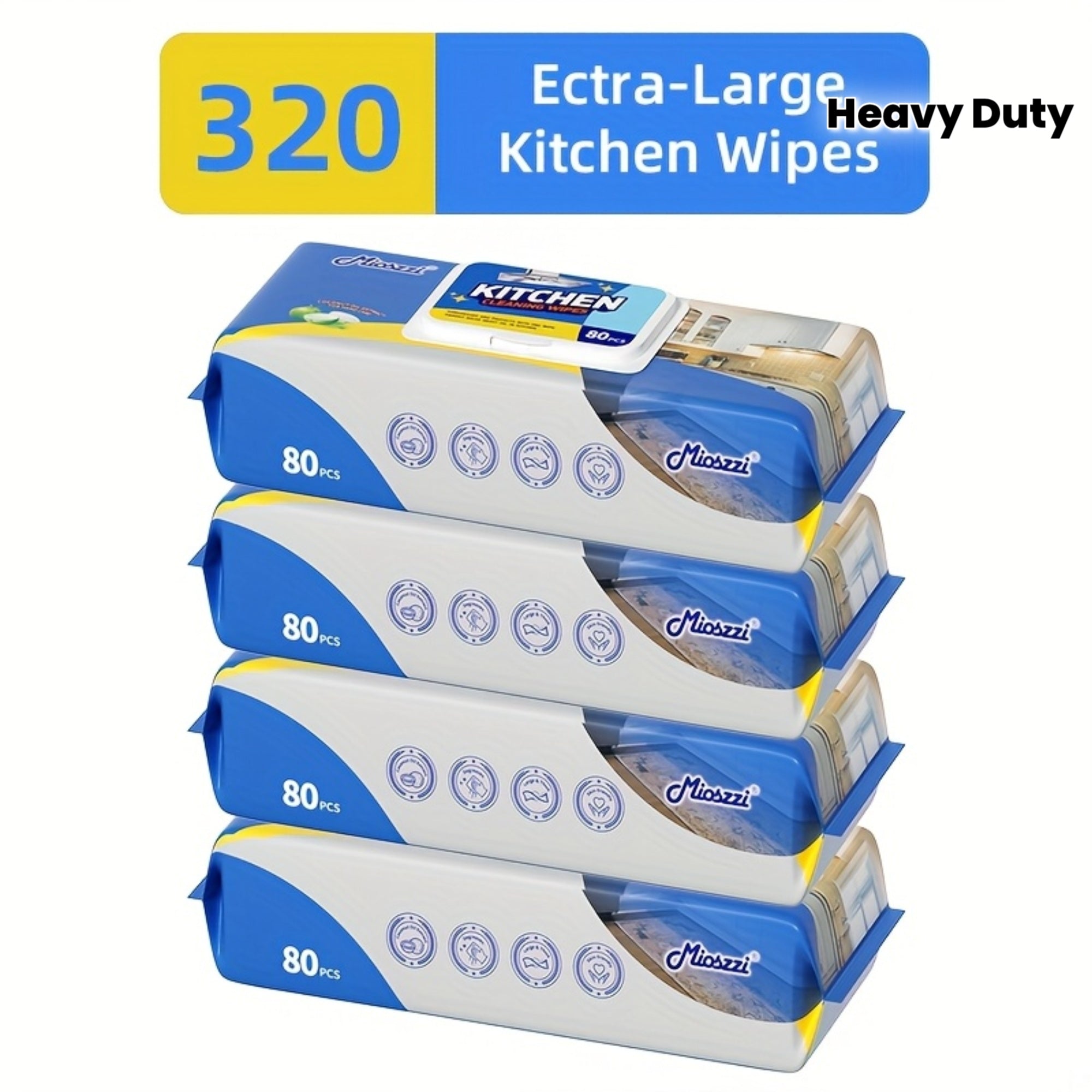 Multi-Surface Kitchen Cleaning Wipes For Party Preparation, Barbecue, Outdoor RV, Degreasing, Heavy Duty Oil Removal, Granite, Wood, Floor Refrigerator, Grills, Stoves, Knives, Tongs Safe, Paper Towel 2 Packs 160Wipes\u002F4Packs 320Wipes