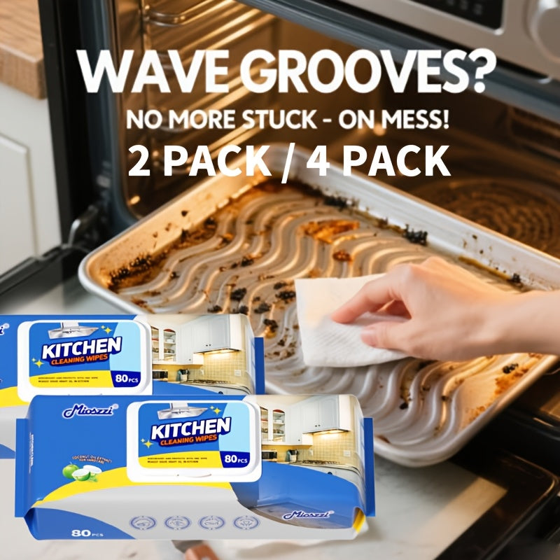 Multi-Surface Kitchen Cleaning Wipes For Party Preparation, Barbecue, Outdoor RV, Degreasing, Heavy Duty Oil Removal, Granite, Wood, Floor Refrigerator, Grills, Stoves, Knives, Tongs Safe, Paper Towel 2 Packs 160Wipes\u002F4Packs 320Wipes