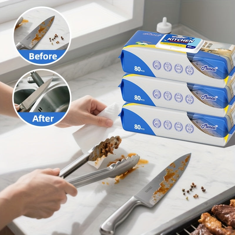Multi-Surface Kitchen Cleaning Wipes For Party Preparation, Barbecue, Outdoor RV, Degreasing, Heavy Duty Oil Removal, Granite, Wood, Floor Refrigerator, Grills, Stoves, Knives, Tongs Safe, Paper Towel 2 Packs 160Wipes\u002F4Packs 320Wipes