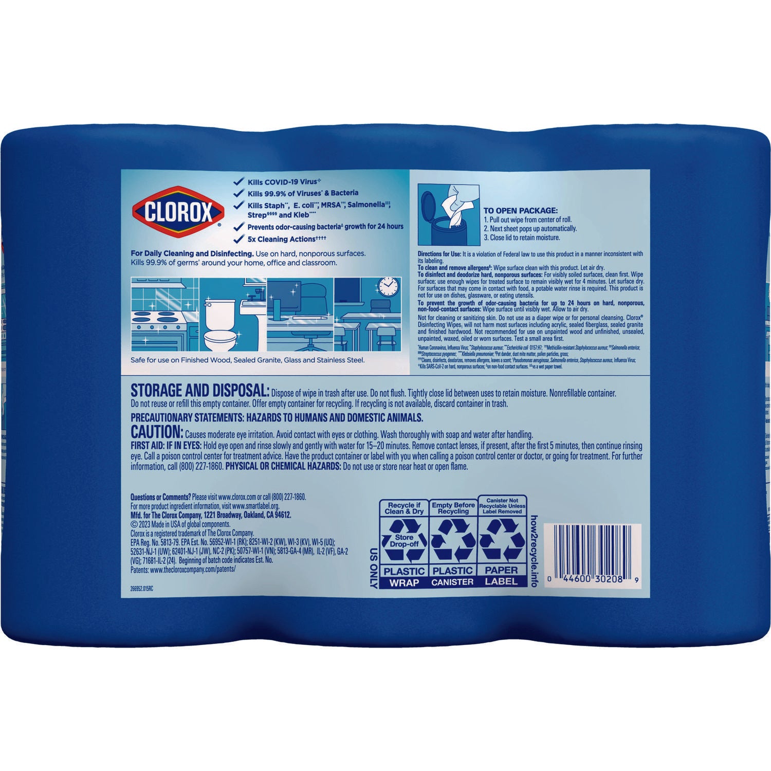 Clorox Disinfecting Wipes, Value Pack, Bleach Free Cleaning Wipes, 1-Ply, 7x8, Fresh Scent\u002FCitrus Blend, White, 75 Wipes per Canister, 3 Canisters per Pack Sold as 1 Pack