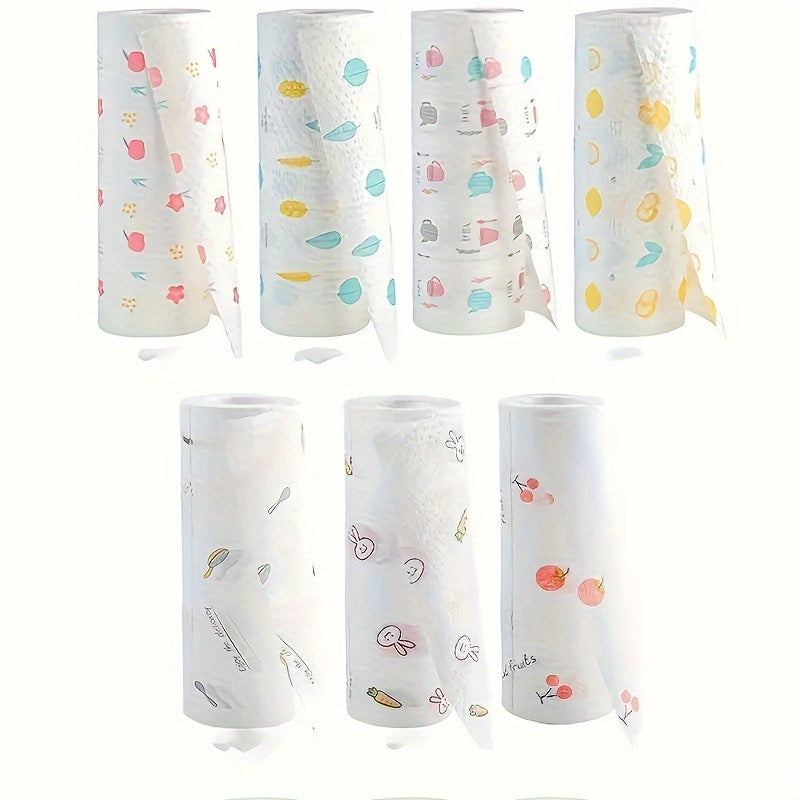 200 Sheets (5 Rolls) Heavy-Duty Multi-Ply Disposable Cleaning Wipes - Strong Absorbent & Grease-Fighting Paper Towels, Bulk Value Pack for Kitchen, Parties, Spills, Dishes, Wiping Floors, Countertops - Easy Replacement Sheets