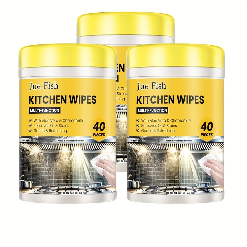 3pcs Kitchen Wet Wipes, Multi-functional Kitchen Heavy Grease Cleaning Wet Wipes - Easily And Effectively Remove Grease And Stains -40pcs