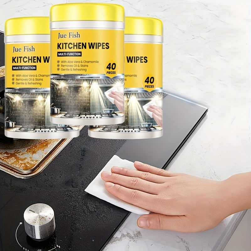 3pcs Kitchen Wet Wipes, Multi-functional Kitchen Heavy Grease Cleaning Wet Wipes - Easily And Effectively Remove Grease And Stains -40pcs