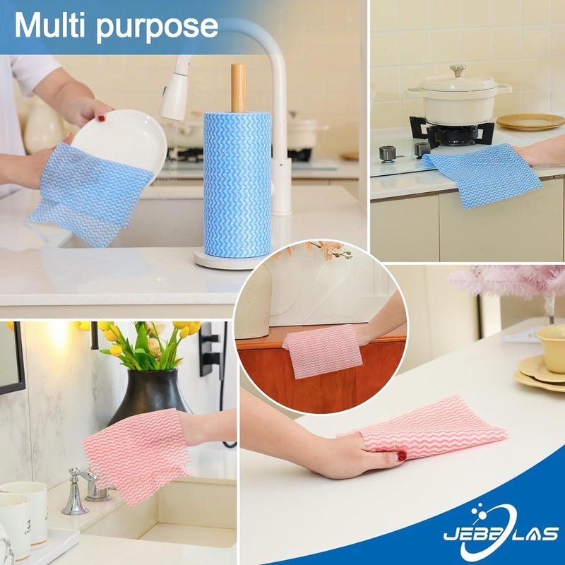 Reusable Household Kitchen Wipes, Disposable Cleaning Cloths, Wash Rags in 2 Rolls of 200 Sheets